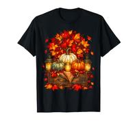Cottagecore Mosaic Pumpkins Leaves Trees Fall Autumn Season T-Shirt
