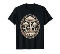 Cottagecore Mushroom Grove Botanical Oval Emblem T-Shirt