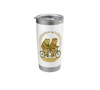 Cottagecore Nostalgic Charming Two Anthropomorphic Frogs Rid Stainless Steel Insulated Tumbler