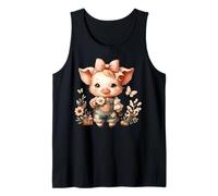 Cottagecore Pig Bow Floral Whimsy Tank Top