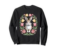 Cottagecore Rabbit With Wildflower Wreath Spring Sweatshirt