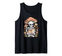 Cottagecore Skeleton and Feline Mushroom Nature Aesthetic Tank Top