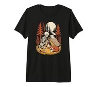 Cottagecore Skeleton Camper Roasting Marshmallows by fire Premium T-Shirt