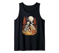 Cottagecore Skeleton Camper Roasting Marshmallows by fire Tank Top