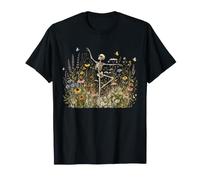 Cottagecore Skeleton Dancing Arabesque Wildflower Botanical T-Shirt