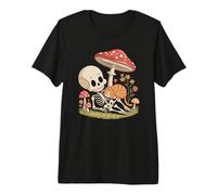 Cottagecore Skeleton Tabby Cat Wild Forest Fungi Nature Premium T-Shirt