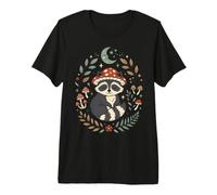 Cottagecore Sleepy Raccoon Mushroom Forest Nature Art Premium T-Shirt