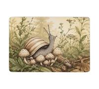 Cottagecore Snail and Mushrooms Short Pile Rug 150 x 100 cm, Soft Non Slip | Printed bedroom rug with soft underfoot feel; suits everyday indoor use; for guest room and reading corner