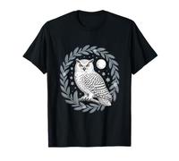 Cottagecore Snowy Owl Moon Wreath Starry Night Scene T-Shirt