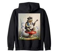 Cottagecore Toad Toadstool Playing the Banjo Mushroom Nature Zip Hoodie