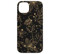 Cottagecore Vintage Floral Black Botanical Garden Art Case for iPhone 14 Plus