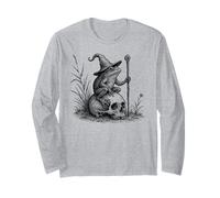 Cottagecore Wizard Frog Lover Cute Toad and Skull Long Sleeve T-Shirt