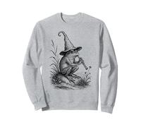 Cottagecore Wizard Frog Lover Cute Toad Playing Flute Sweatshirt