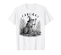 Cottagecore Wizard Frog Lover Cute Toad Snail Moon Phases Value Graphic T-Shirt, Men, White, S