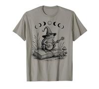 Cottagecore Wizard Frog Lover Moon Toad Banjo Book Reader T-Shirt