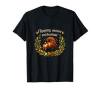 Cottagecore Woodland Wreath Squirrel Backflip Graphic T-Shirt