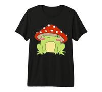 CottagefCore Aesthetic Cute Frog with Mushroom Hat Premium T-Shirt