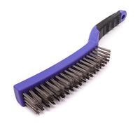 COTTAM 4 Row Wire Scratch Brush for Rust, Paint, Grill & Masonry Cleaning | Soft grip handle, hanging hole, curved head splays the fill, tackles corrosion, stainless steel fill, safe on stainless