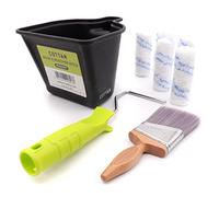 COTTAM Cutting In Brush Set | Small Angled Paint Brush | Mini Small 4 Inch Roller Frame | Mini Microfibre Roller Sleeves | Paint Kettle/Paint Cup | Best For Emulsion Paint