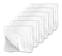 CottCare Muslin Burp Cloths for Baby 100% Cotton Large 20''X10'' 6 Layers Thicken Super Soft and Absorbent (6 Pack,White)