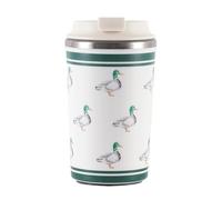 Cottea 350ml/12oz Coffee Tumbler with Ceramic Coating,Non-Slip Insulated Coffee Mug with Sucker Base,One-Click lid Opening Travel Mug (Ducks)