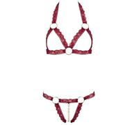 Cottelli - Metallic Ring Open Bra Set (Red) - M/L
