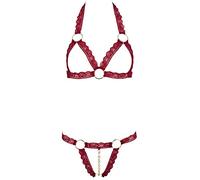 Bra Set Open red S/M Gold