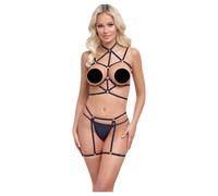Cottelli - black decorative body harness and thong (S-L)