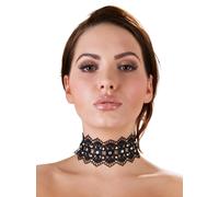 Cottelli Black Lace Rhinestone Choker - One size - Black Black