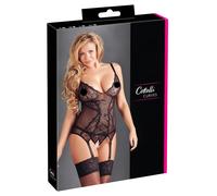 Cottelli - Black Lace Women's Top with Ribbon Detailing - XXL