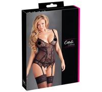Cottelli - Black Lace Women's Top with Ribbon Detailing - XXXL