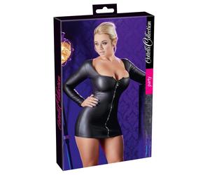 Cottelli - Black Party Dress with Rhinestone Zipper - XL
