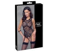 Cottelli Black Lace Crotchless Restraint Body - Small - Black Black