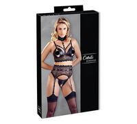 Cottelli Bondage - lace lingerie set with handcuffs (black)