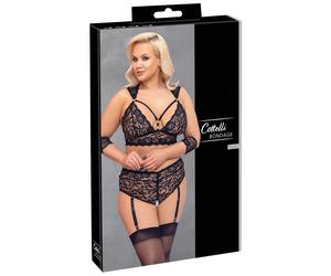 Cottelli Bondage Plus Size - Lace Bra Set (Black) - 3XL