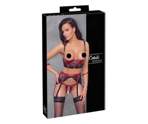 Cottelli Bondage - Red Lace Lift-Up Set - M