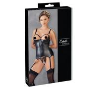 Cottelli Bondage - shiny push-up top with cuffs (black) - XL