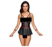 Lift Bra Set Bondage 80B/M Black/Red