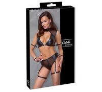 Cottelli Bondage - Bra Set with Mesh Insert (Black) - XL