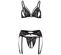 Cottelli Collection 3 Pieces Garter Set with Open Cup/Open Crotch 100 g