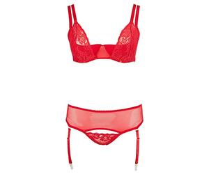 Cottelli Collection Bra Set, 95F, 2X-Large, Red