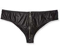 Cottelli Collection Leather Look Panties with Front Zip, Medium