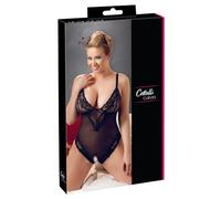 Cottelli Plus Size Black Lace Crotchless Body - 2X - Black Black