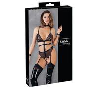 Cottelli Collection Women's 26414881041 Sexy Lingerie Body with Handcuffs and Collar Large, Black (Nero 001), 28 (Size