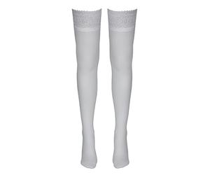 Cottelli Collection Women's Bridal Lace Top Sheer Hold Up Stockings, White, Extra Small