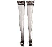 Cottelli - Satin Thigh Highs (Black) - 4/L