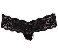 Cottelli Collection Women's Secret Pearl Thong Panties, Medium, Black