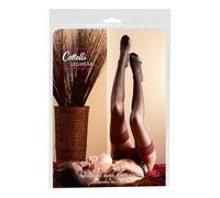 Cottelli Collection Women's Suspender Stockings with Embroidered Lace Tops, Black, Small