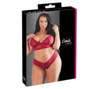 Cottelli Curves Bra and Thong-22124043061 Red 2XL