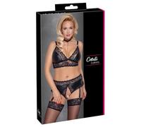 Cottelli Curves - Shiny Lingerie Set (Black)